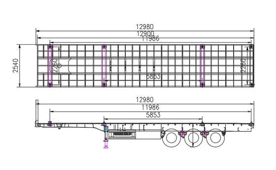 20T-80T 3 Axle Cargo Trailer Flatbed Semi-Trailer for Transporting 12400*2610*1550mm Goods