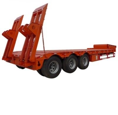 120T Payload Low Bed Semi Trailer with Air or Mechanical Suspension and Steel Material
