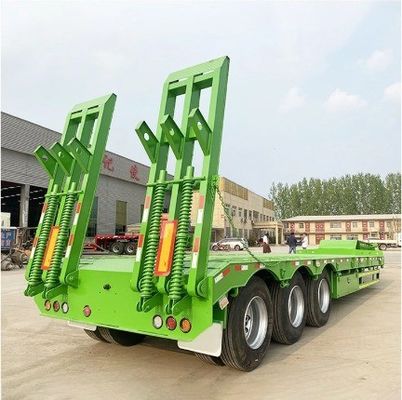 120T Payload Low Bed Semi Trailer with Air or Mechanical Suspension and Steel Material