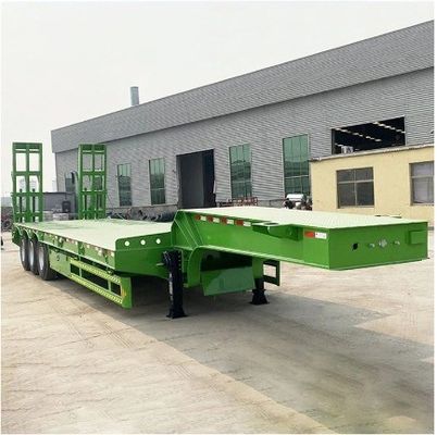 120T Payload Low Bed Semi Trailer with Air or Mechanical Suspension and Steel Material