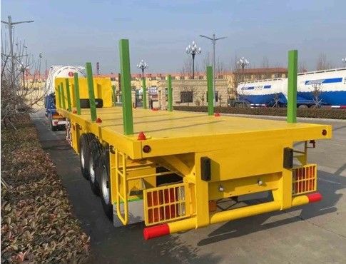 Large Capacity 3/4 Axle Front Fender Side Column Flatbed Container Truck Semi Trailer
