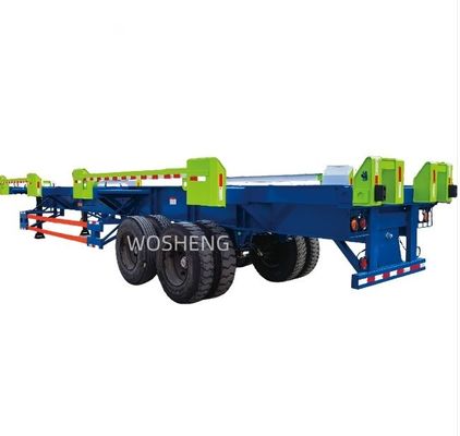 Wosheng 2 Axle Blue Container Skeleton Semi Trailer for Harbor Port Transportation