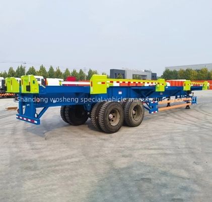 Wosheng 2 Axle Blue Container Skeleton Semi Trailer for Harbor Port Transportation