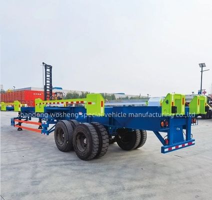 Wosheng 2 Axle Blue Container Skeleton Semi Trailer for Harbor Port Transportation