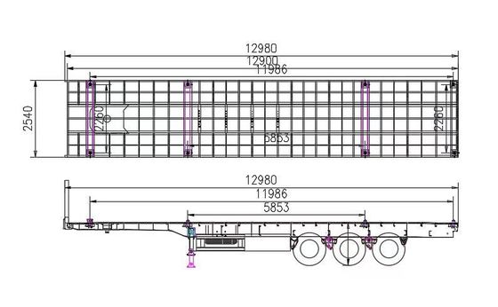 Heavy Duty Equipment Transport Tri-Axle Flatdeck Semi Trailer with 7000kg Tare Weight