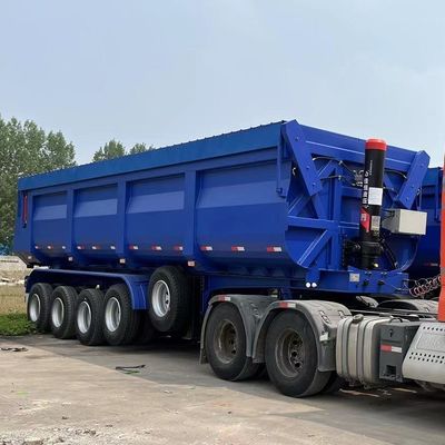 Rear Dump Style Hydraulic U-type End Tipper Semi Truck Trailer Front Axle Lift 4 Axle