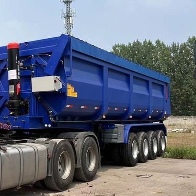 Rear Dump Style Hydraulic U-type End Tipper Semi Truck Trailer Front Axle Lift 4 Axle