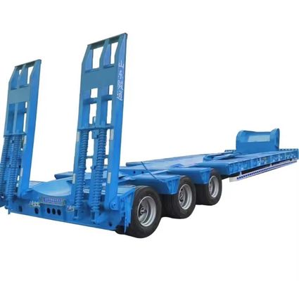 Truck Trailer 3 Axles Hydraulic Low Bed Semi Trailer for Heavy Equipment Transportation