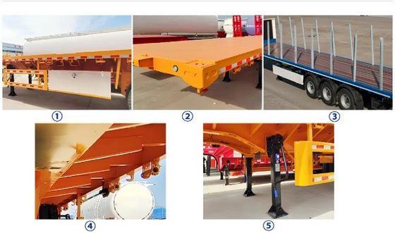 90mm*13mm*10layer Leaf Spring Flatbed Semi Trailer with 28t Heavy Duty Landing Gear