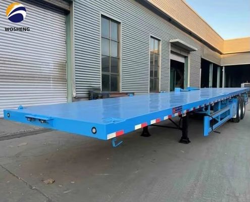 40 FT 2 3 Axles Flatbed Semi Truck Trailer with Mechanical Suspension and 12R22.5 Tires