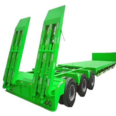 40ft Lowbody Low Bed Semi Truck Trailer with Ramp and SAF/FUWA/BPW/WOSHENG Axles