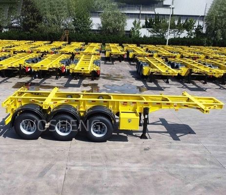 Mechanical Suspension Wosheng 3 Axle 20FT 40FT Container Chassis Skeleton Semi Trailer
