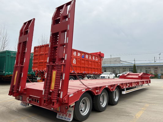 Top Selling 3 Axles Low Bed Container Chassis Loader Semi Trailer for Heavy Equipment