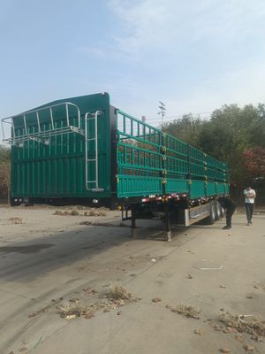 3 Axle Side Wall Fence Steel Stake Semi Trailer for Livestock and Vegetable Farm