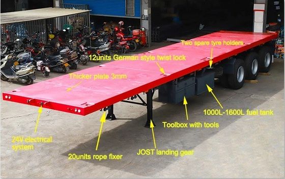Customized 3/4 Axles 40FT Container Flatbed Semi Trailer with Guaranteed and Delivery