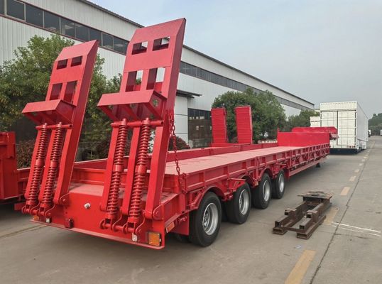 60 tons payload low bed semi trailer with 315 80R22.5 tires and optional king pin