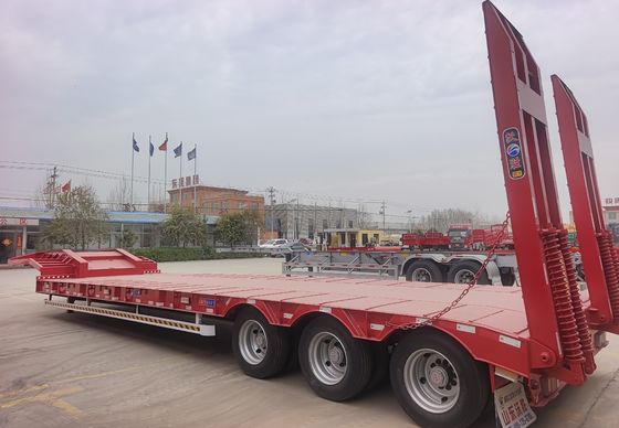 60 tons payload low bed semi trailer with 315 80R22.5 tires and optional king pin