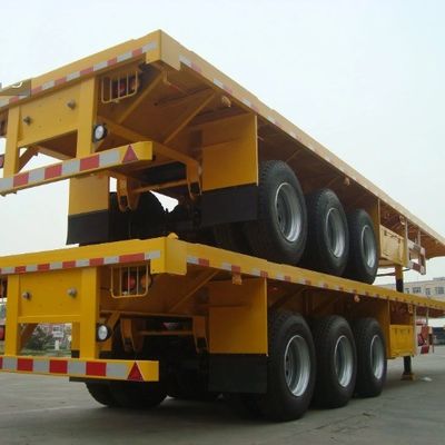 13ton*3 Axles Heavy Duty Flatbed Semi Trailer for Transporting 20FT 40FT Containers