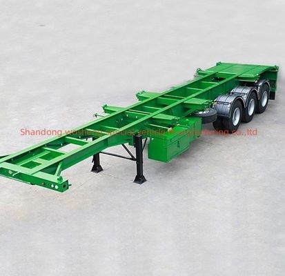 Customer's Request Wosheng 3 Axle Green 20FT 40FT Container Chassis Skeleton Semi Trailer