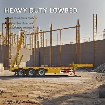 70 80 Tons Extendable Lowboy Semi Trailer For Heavy Duty Equipment Transport at Best