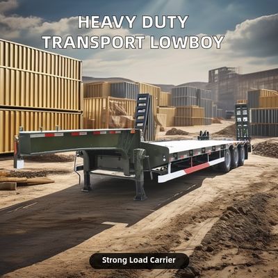70 80 Tons Extendable Lowboy Semi Trailer For Heavy Duty Equipment Transport at Best
