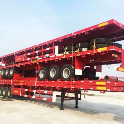 3 4 Axle Ship Cargo and 20ft 40ft 45ft Container Flatbed Trailer with 80tons Max Payload