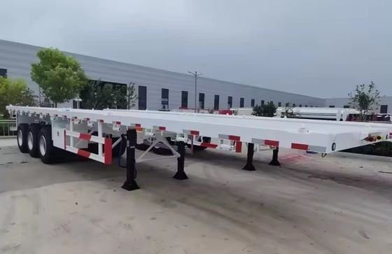 90T Max Payload Steel 20FT 40FT Container Flatbed Semi-Trailer with 12r22.5 Tyre