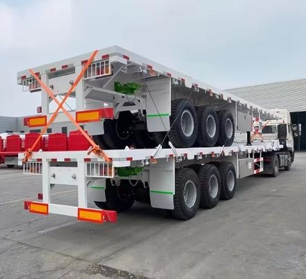 90T Max Payload Steel 20FT 40FT Container Flatbed Semi-Trailer with 12r22.5 Tyre