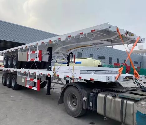 90T Max Payload Steel 20FT 40FT Container Flatbed Semi-Trailer with 12r22.5 Tyre