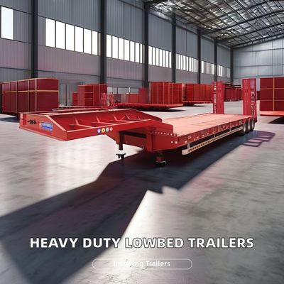 Professional 's Heavy Duty Lowbed Semi Trailer With 3 Axle 4 Axle Max Payload 30000 kg