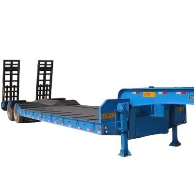 Transport Heavy Duty Equipment 3 Axles Semi Trailer Lowbed Trailer For 60-100tons