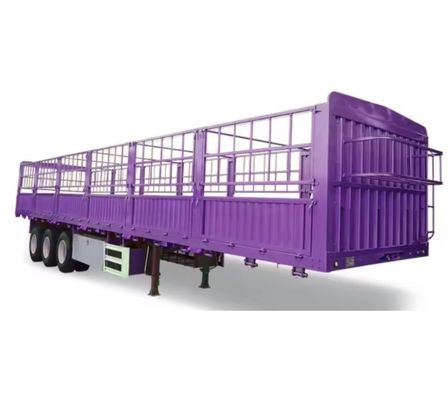 3 Axle 12 tire 40-60 Tons Cheaper Stake Animal Transport Cargo Fence Truck Semi Trailer