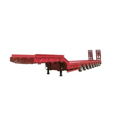 Custom's Requirement Semi-Trailer Red Lowbed Trailer 3 Axle Low Bed Loader 60 Ton Lowboy