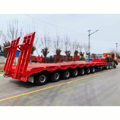 Custom's Requirement Semi-Trailer Red Lowbed Trailer 3 Axle Low Bed Loader 60 Ton Lowboy