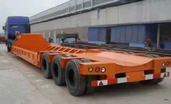 60 Tons Lowboy Low bed Semi Trailer Dual Line Brake System for Smooth and Transportation