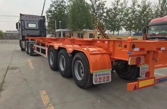 3 Axles 20-40ft Container Transport Skeleton Semi Trailer with Dual Line Braking System