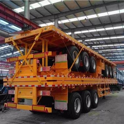 3 Axles 60-80ton 20-45FT Flatbed Container Semi Trailer with and Max Payload 50000kg