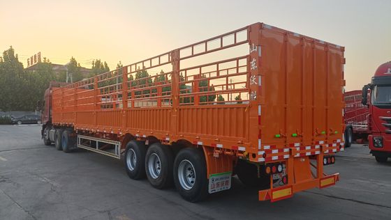 Wosheng 40-100ton Utility Side Wall Open Livestock Vegetable Fence Truck Trailer with Drawbar