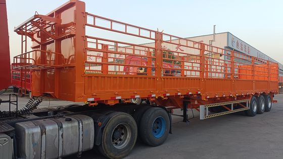 Wosheng 40-100ton Utility Side Wall Open Livestock Vegetable Fence Truck Trailer with Drawbar