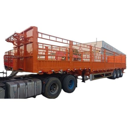 Max Payload 42.5ton Wosheng 3 Axles Sidewall Open Livestock Fence Truck Cargo Semi Trailer