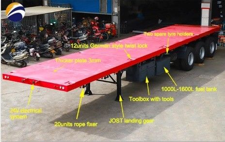 40FT Flat Bed Container Flatbed Semi Trailer with 2&quot; or 3.5&quot; King Pin and 3 or 4 Axles