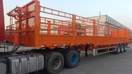 Durable 3 Axles FUWA Side Wall Open Livestock Vegetable Fence Truck Cargo Semi Trailer