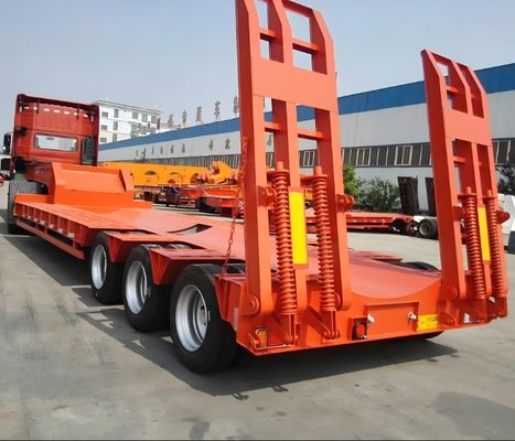 Nice Load Excavator Low Chassis Truck Semi Trailer With Hydraulic Ramp Multi Axle 3 4 Axle