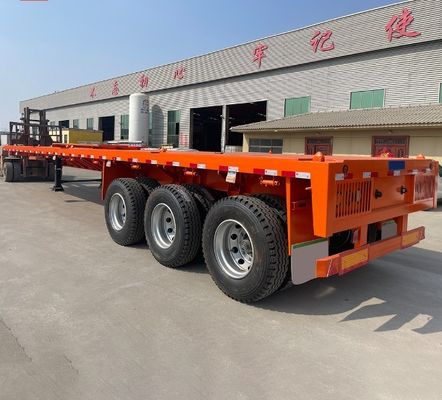 55 Tons Loading Capacity Container Flatbed Semi Trailer 3 Axle 4 Axle Customization