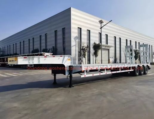 40-100ton Payload Mechanical Suspension 40ft Low Bed Semi Trailer with 12R22.5 Tire