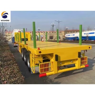 Dual Line Braking System 80Tons Headboard Timber Flatbed Semi Trailer for Bulk Cargo