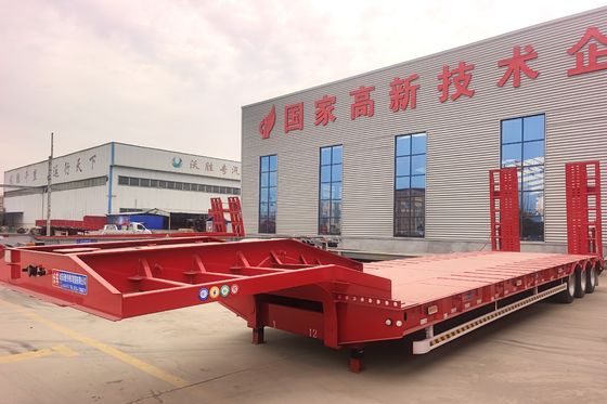 Low Bed Trailers Professional Custom 3 Axles Container Semi Trailer 16000x2500x1100mm