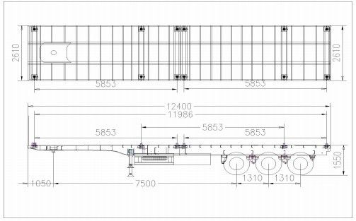 Truck Trailer 20ft 40feet Flat Bed Container Semi Trailer with Dual Line Braking System