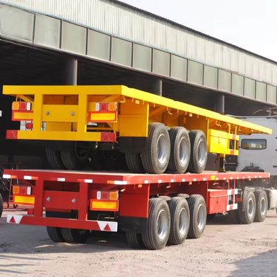 Truck 3 Axles 40 Ft Container Semi Trailer Flat Bed Semi Trailer with Air Suspension