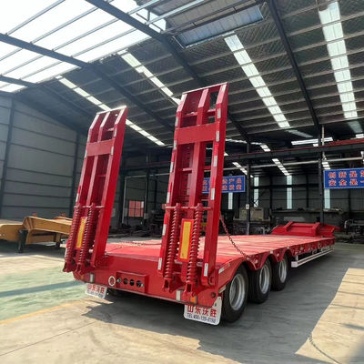 Air or Mechanical Suspension Low Bed Trailer for 60-120 Tons Excavator Transportation